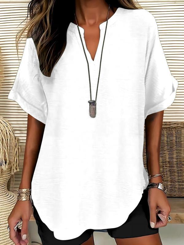 Arlise – Collo a V in Tessuto Piano, Blusa