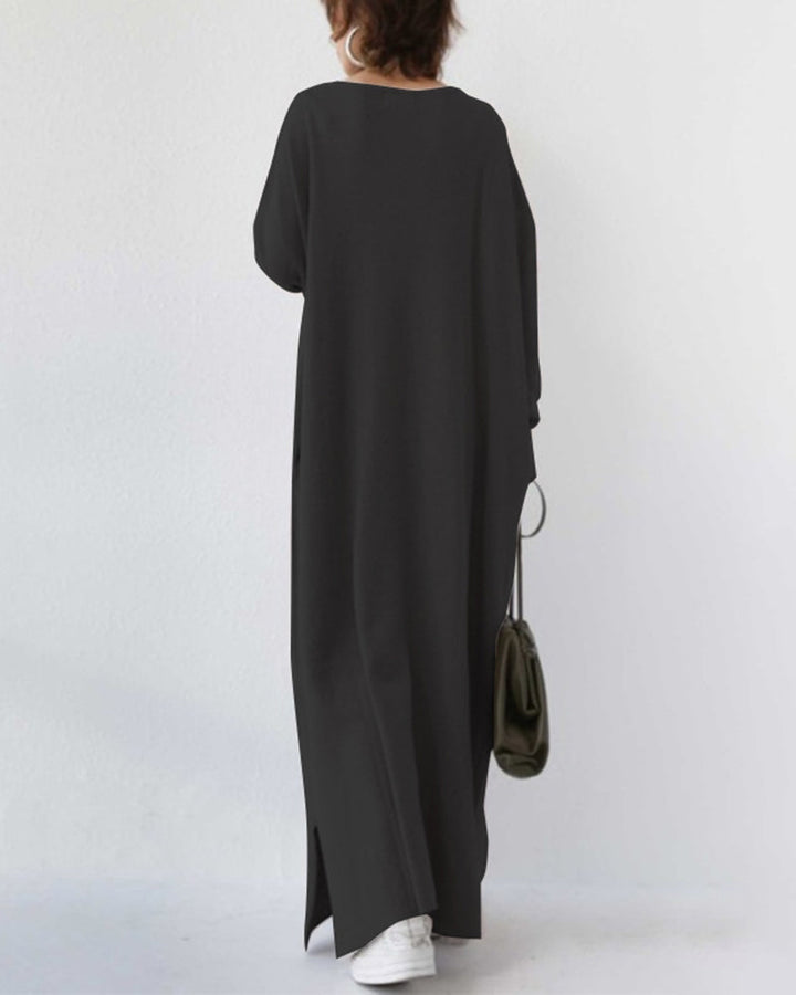Novira – Scollatura a V Profonda in Tricot, Abito Maxi