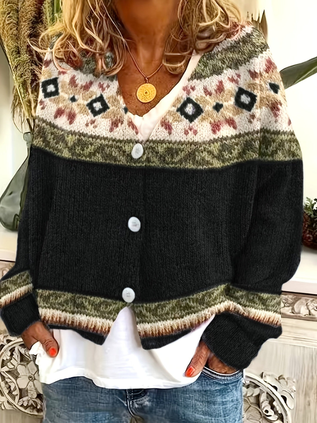 Mireva – A Blocchi di Colore in Maglia Cardigan