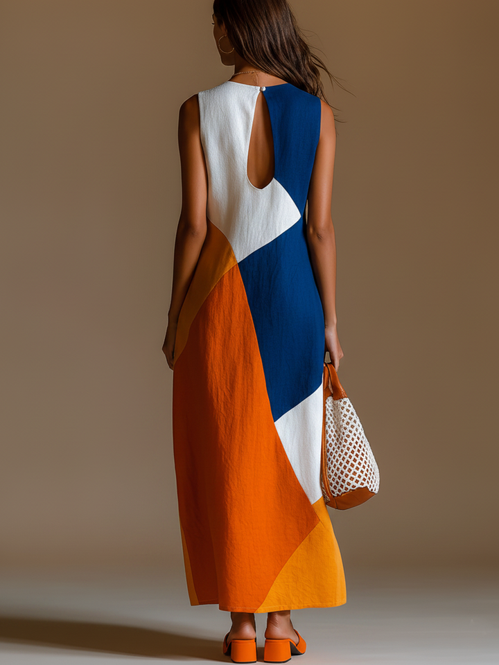 Navira – A Blocchi di Colore in Patchwork Abito Maxi