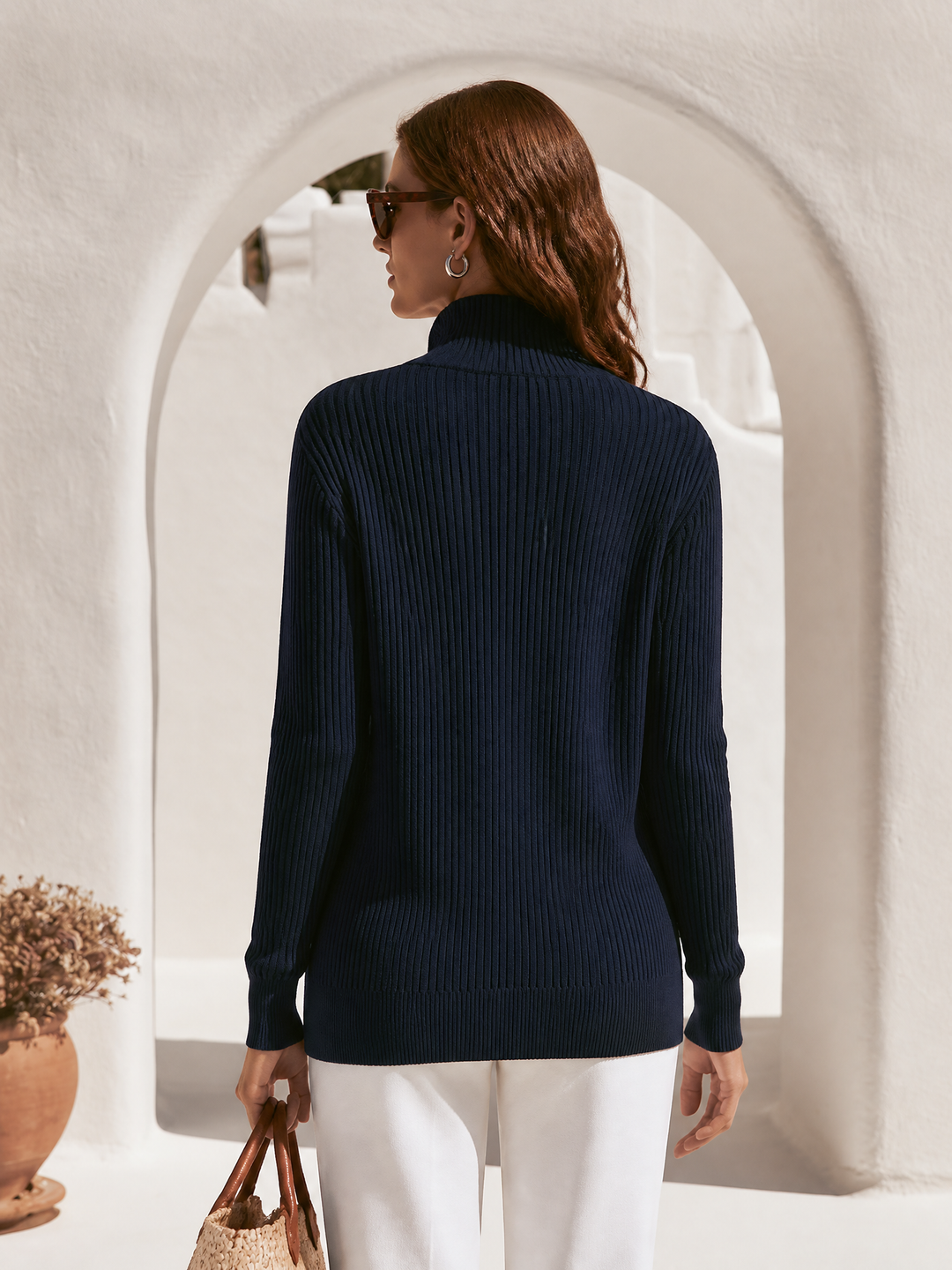 Zevira – Bordo a Righe in Maglia a Coste Cardigan