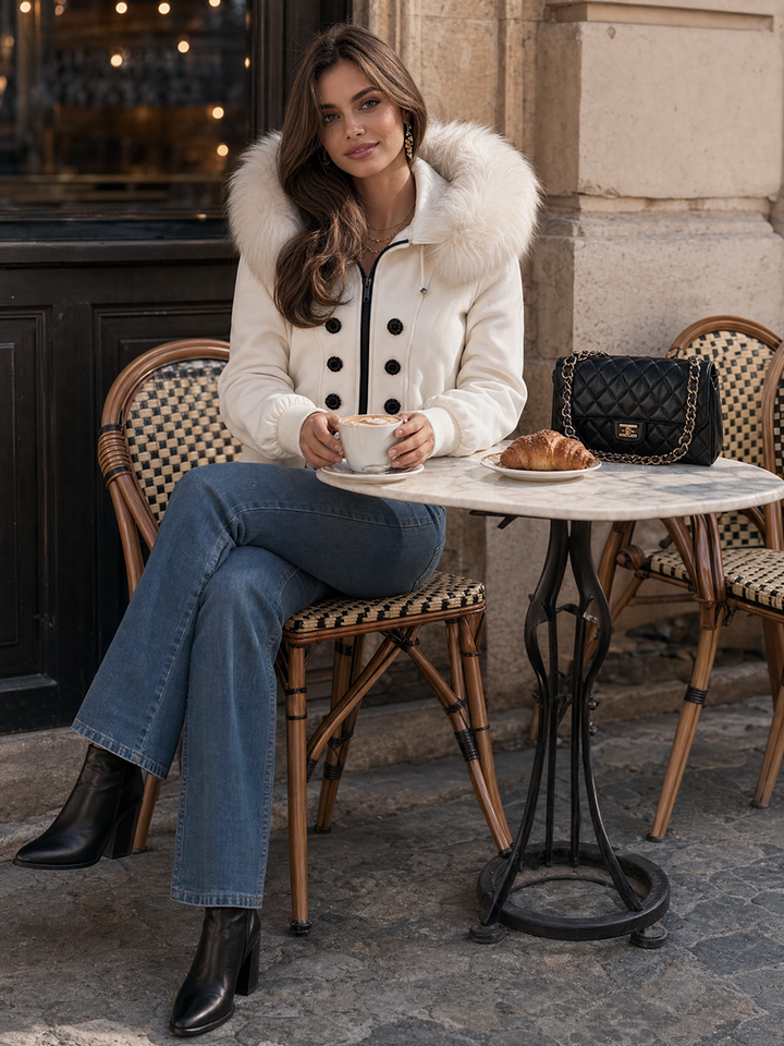 Vessia – Con Cappuccio in Pelliccia Sintetica, Giacca