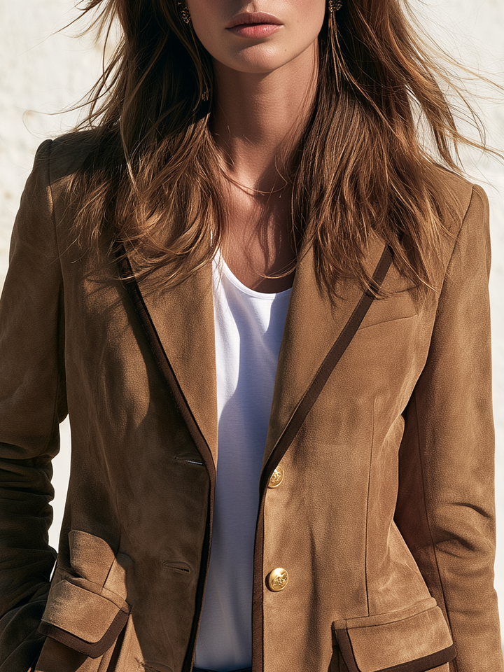 Relani – Bordo a Contrasto in Finta Pelle Scamosciata, Blazer