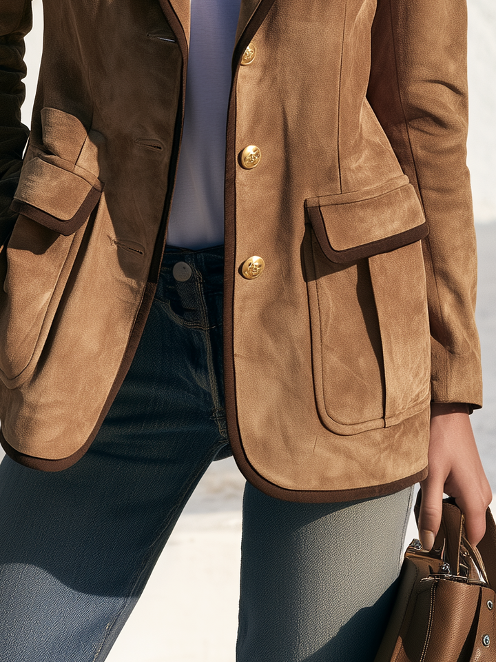 Relani – Bordo a Contrasto in Finta Pelle Scamosciata, Blazer