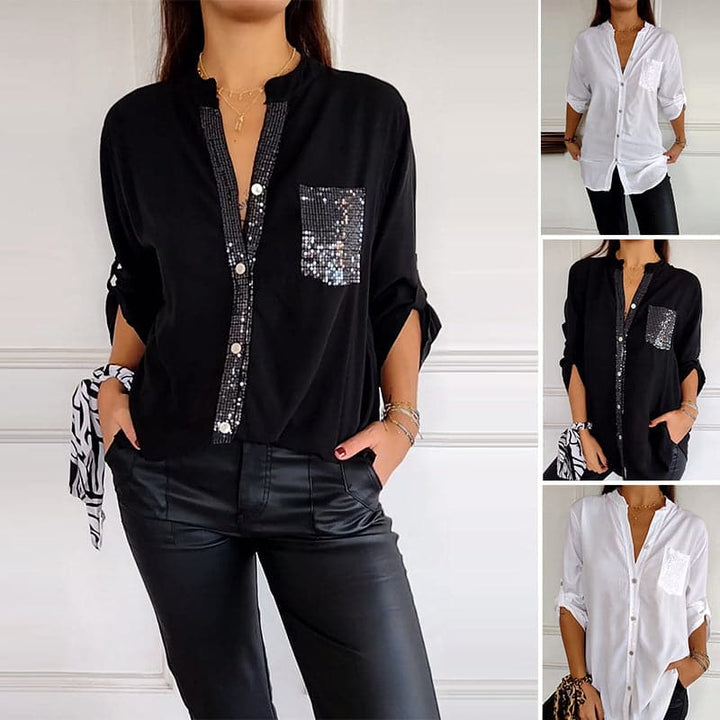 Calyra – Con Placca di Paillettes in Cotone, Top