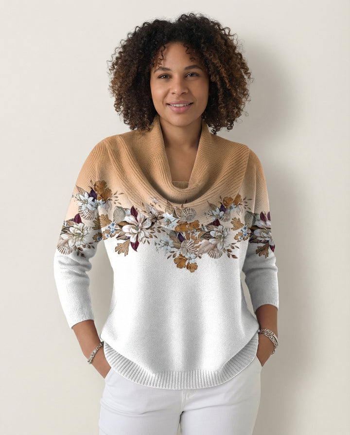 Collo Drappeggiato in Misto Lana Merino e Cashmere Maglione