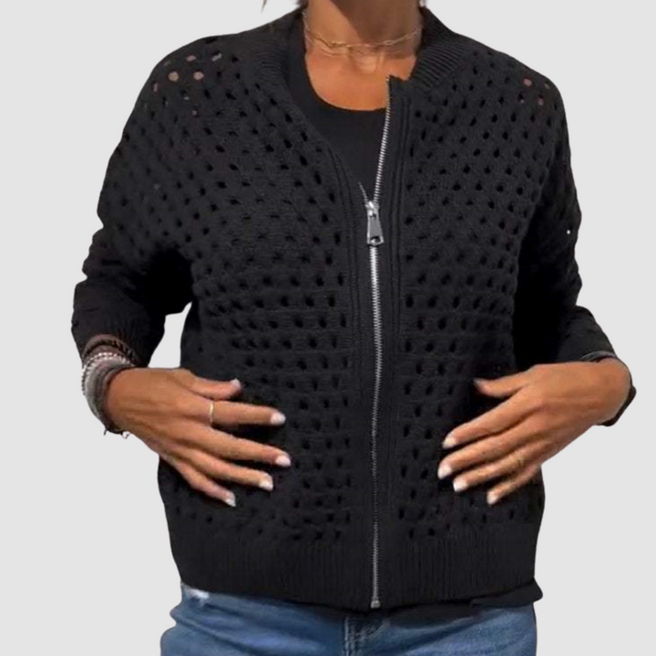 Nevara – Con Zip Frontale, Lavorato a Maglia, Cardigan