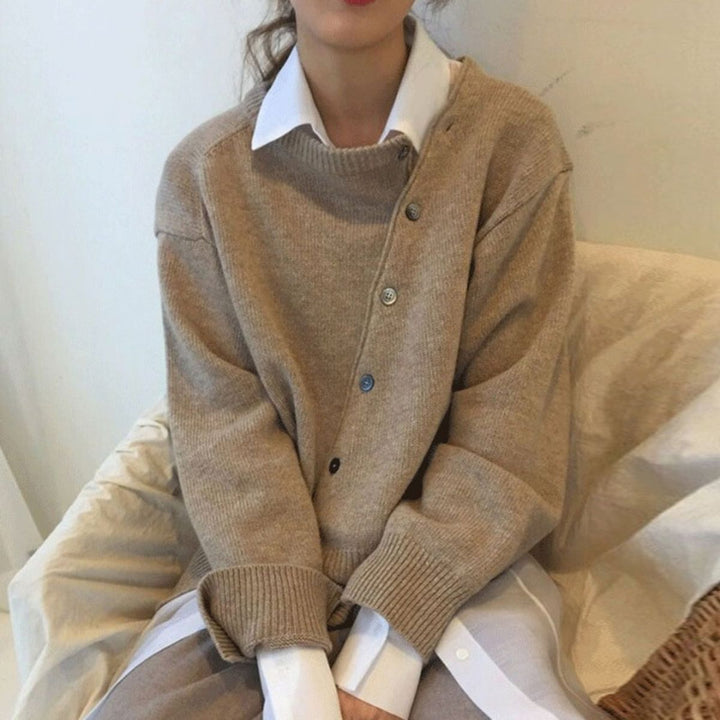 Naveya – Bottoni Asimmetrici in Misto Cashmere Maglione