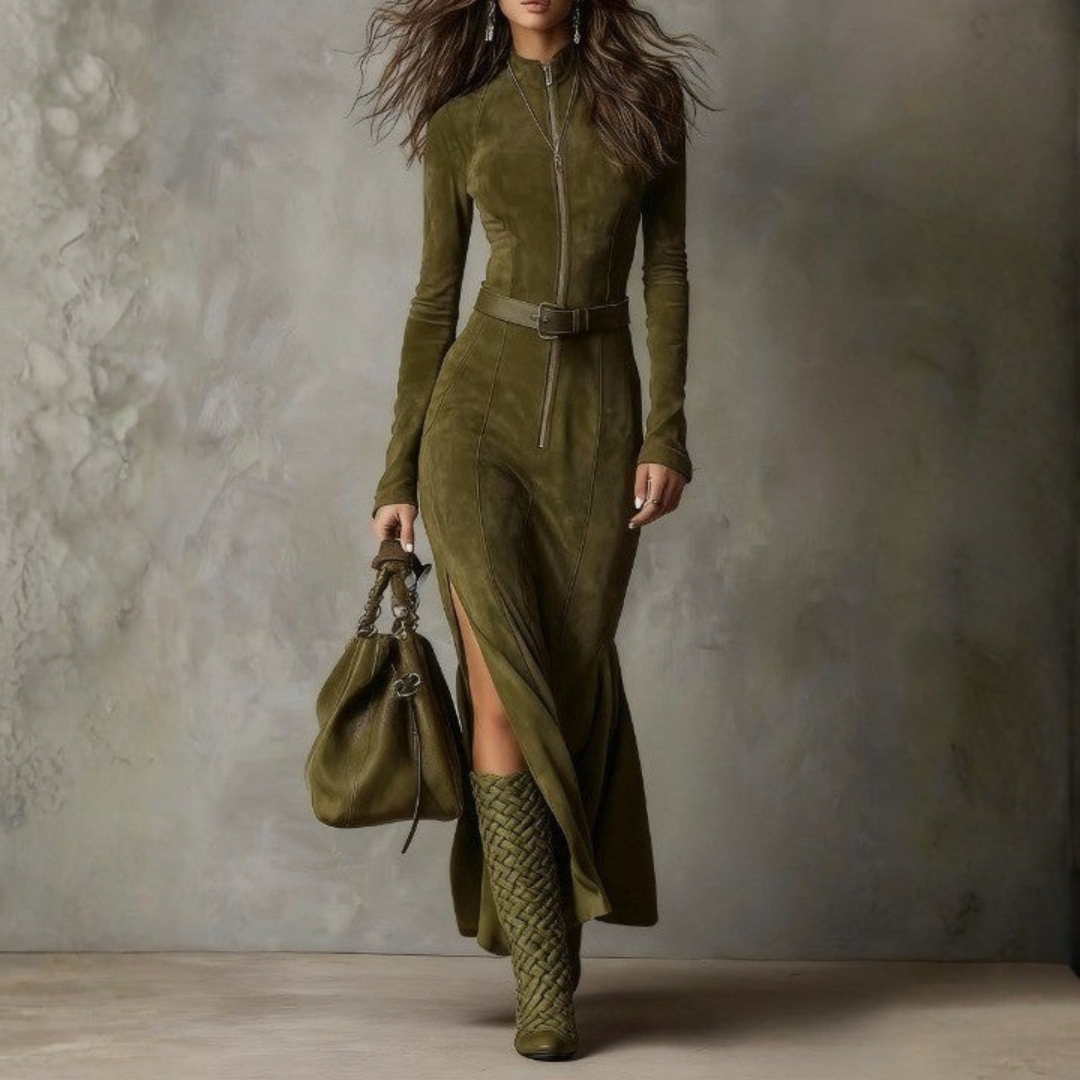 Navira – Con Cintura, Effetto Suede, Abito