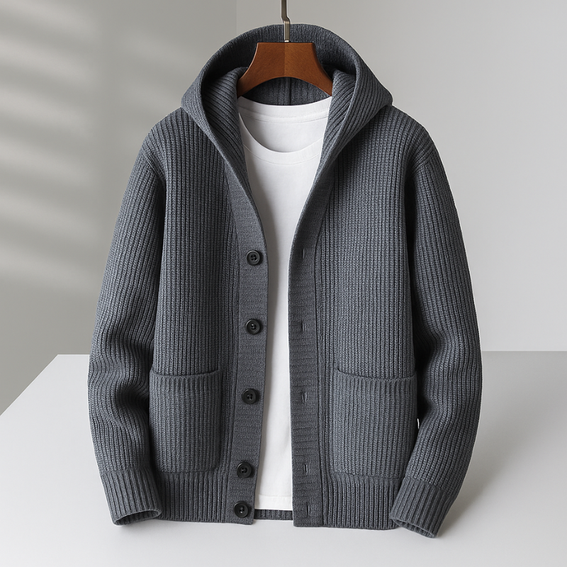 Hawthorne - Cardigan con Cappuccio in Cotone Spesso