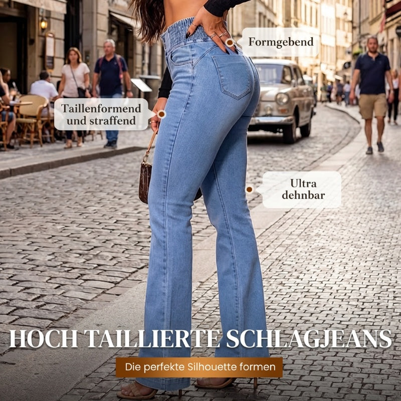 Rilena – A Vita Alta e Svasati in Denim Stretch Jeans