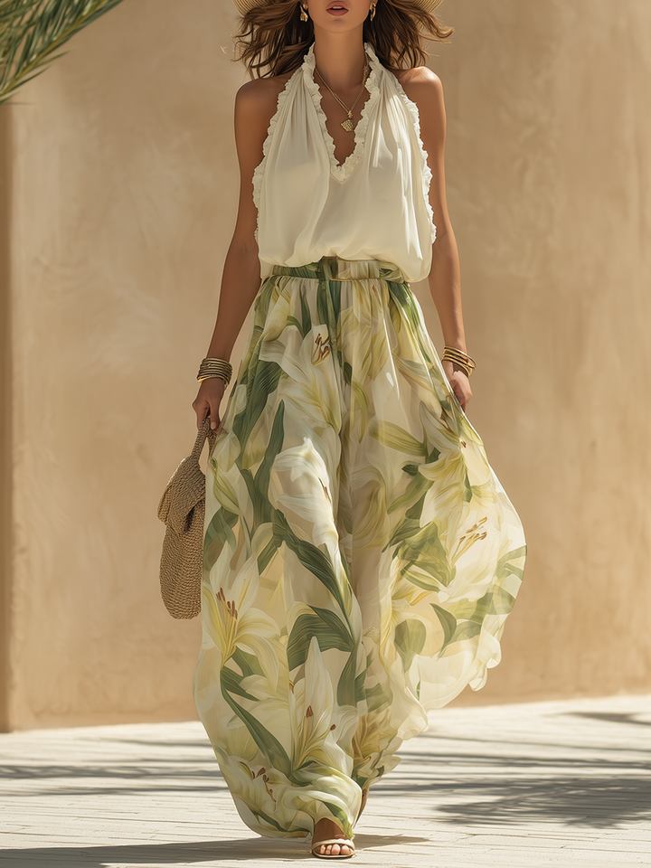 Erelle – Collo All'Americana e Volant in Chiffon Completo