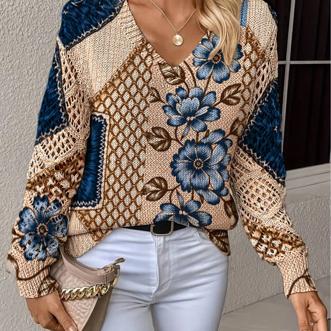 Zivora – Top in Maglia a Blocchi di Colore