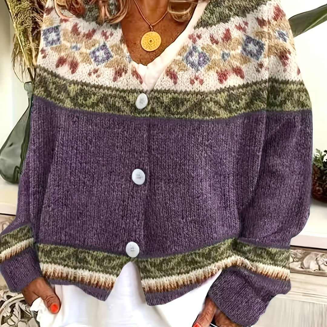 Mireva – A Blocchi di Colore in Maglia Cardigan