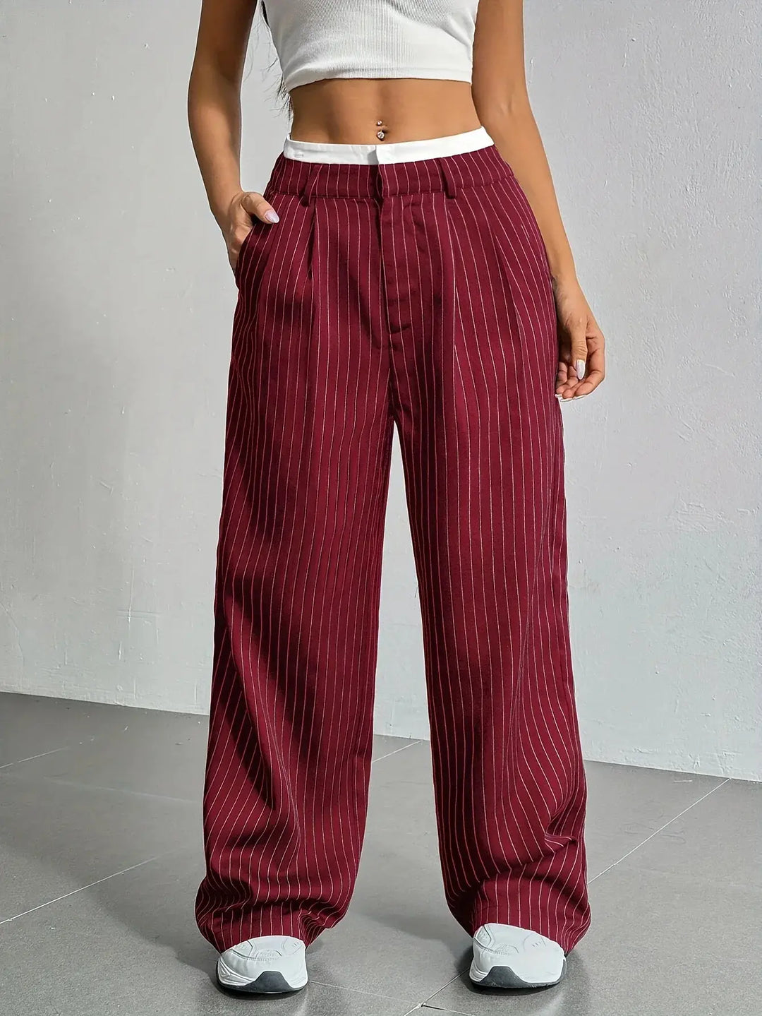 Anevia – Pantaloni a Righe a Vita Alta