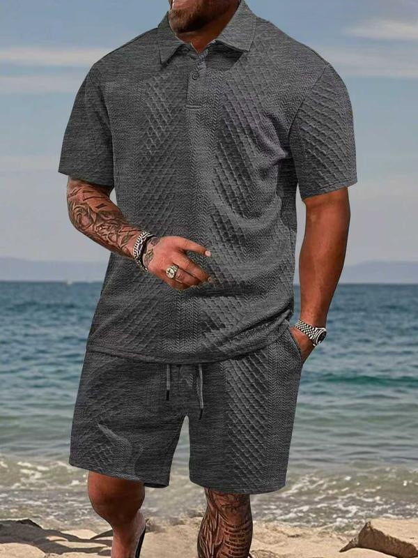 Varlo – Set in Tessuto Testurizzato con Polo e Pantaloni Corti