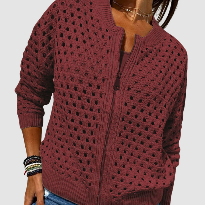 Nevara – Con Zip Frontale, Lavorato a Maglia, Cardigan