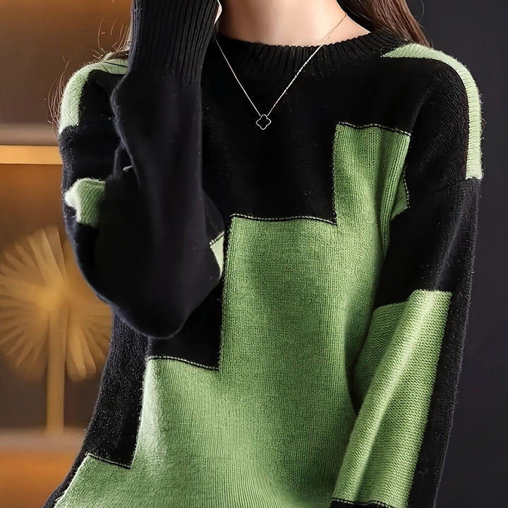 Novira – A Blocchi di Colore in Maglia, Maglione a Collo Alto