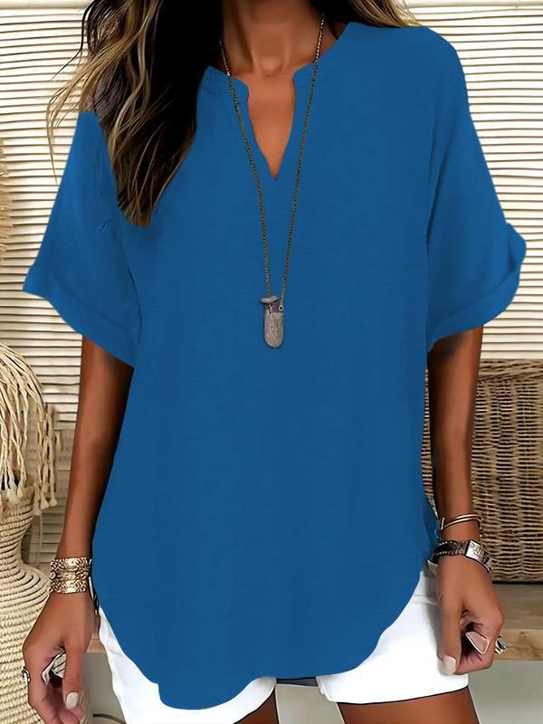 Arlise – Collo a V in Tessuto Piano, Blusa