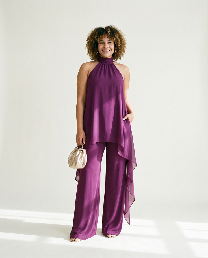 Scollo Halter Completo con Pantaloni