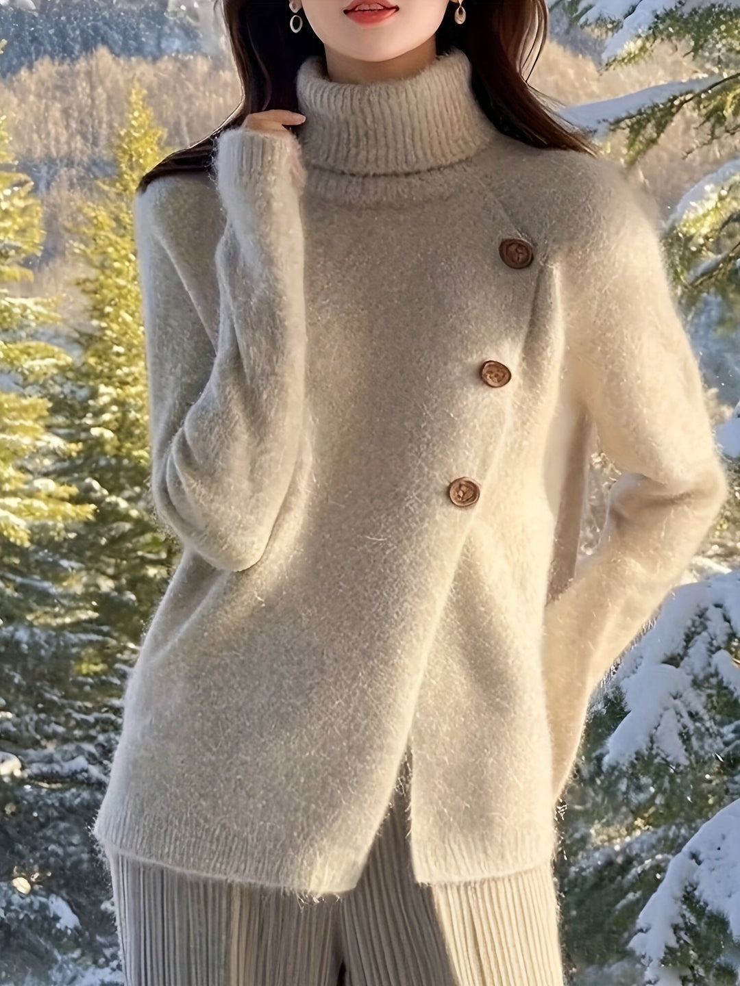 Velira – Collo Alto con Orlo a Spacco, Maglione