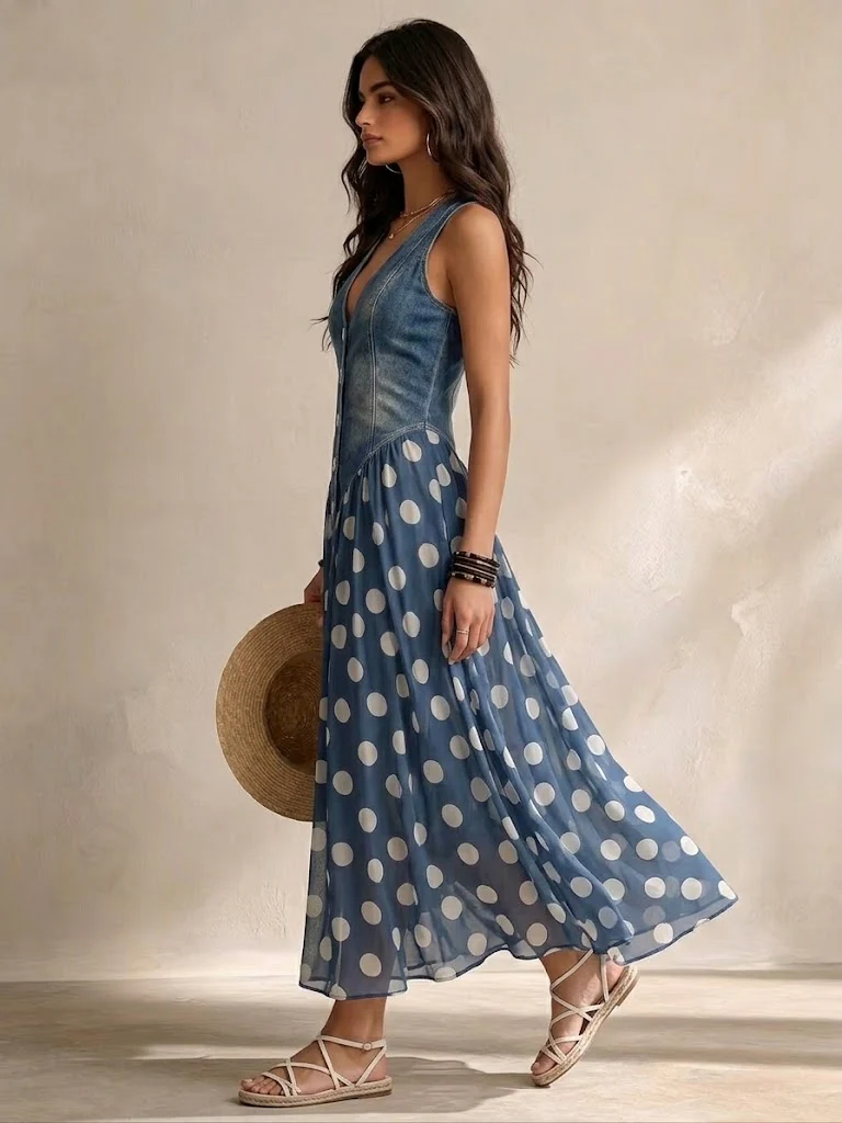 Navira – A Pois in Chiffon, Abito Midi