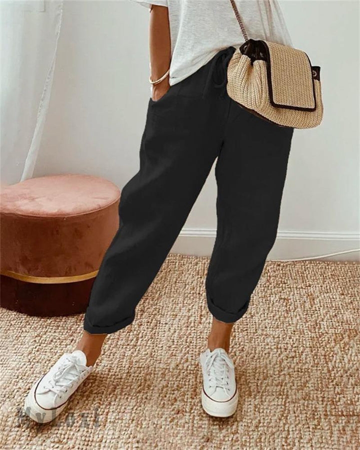 Mevra – Pantaloni a Gamba Dritta in Lino-Cotone