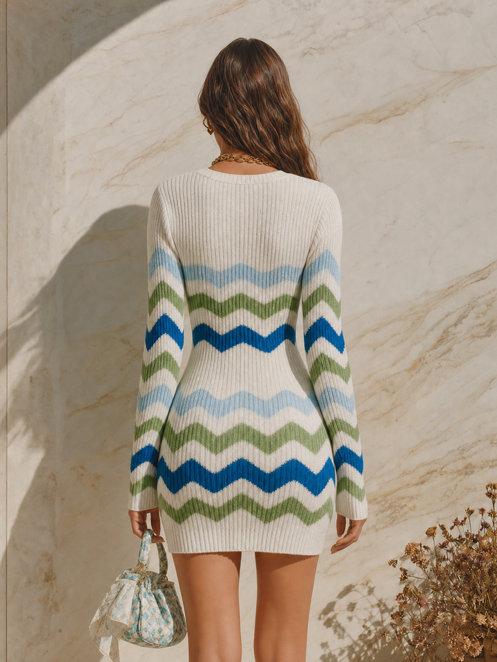 Kirela – Collo Quadrato in Maglia, Abito Mini