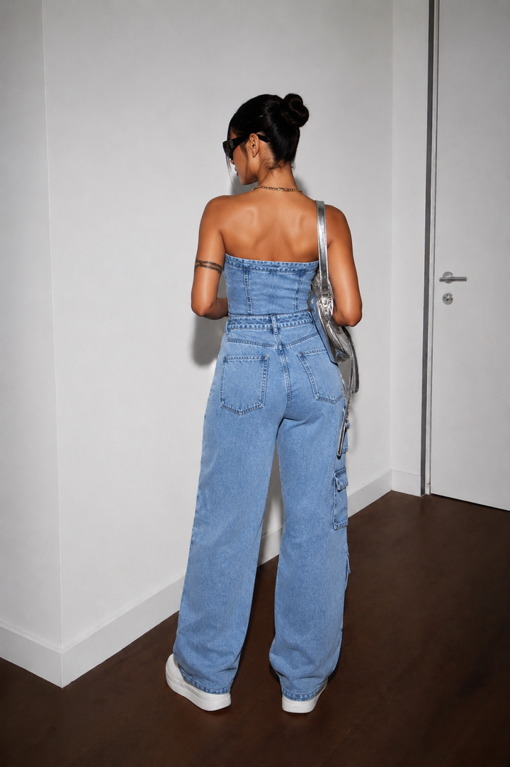 Elyra – Senza Spalline in Denim Tuta