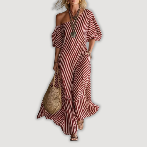 Avyra - Spalle Scoperte a Strisce, Abito Maxi