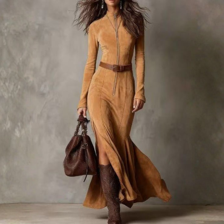 Navira – Con Cintura, Effetto Suede, Abito