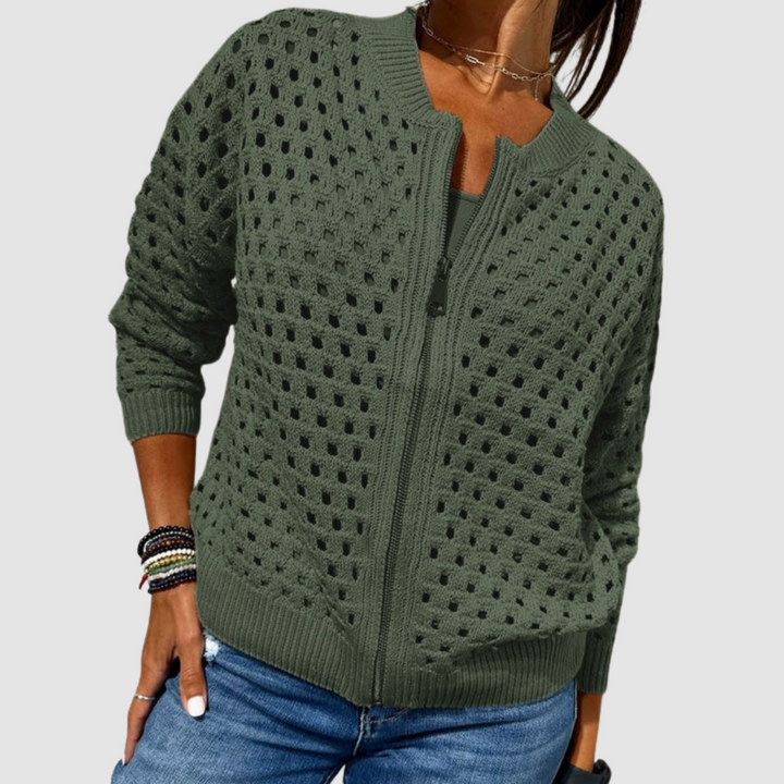 Nevara – Con Zip Frontale, Lavorato a Maglia, Cardigan