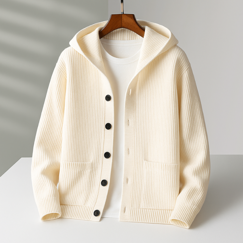 Hawthorne - Cardigan con Cappuccio in Cotone Spesso