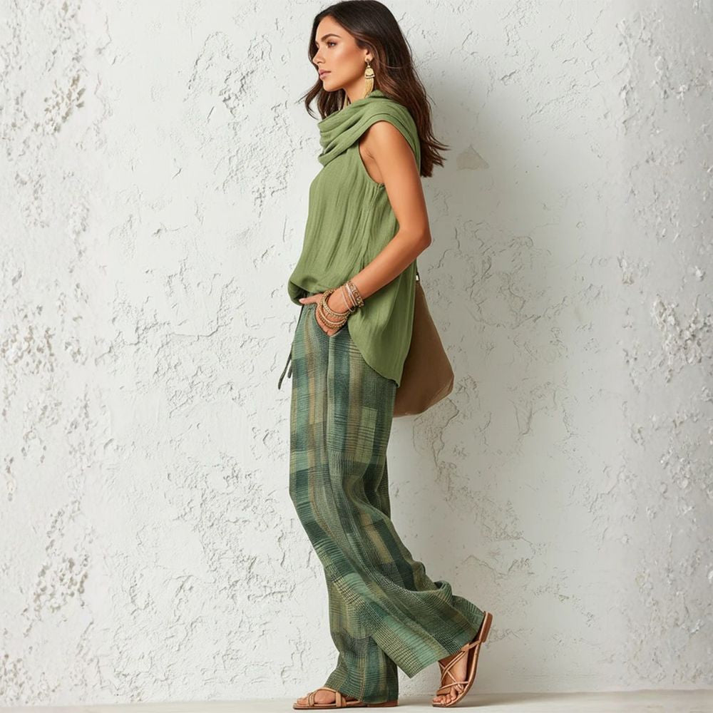 Kareli – Scollatura a Cascata in Cotone-Lino, Completo