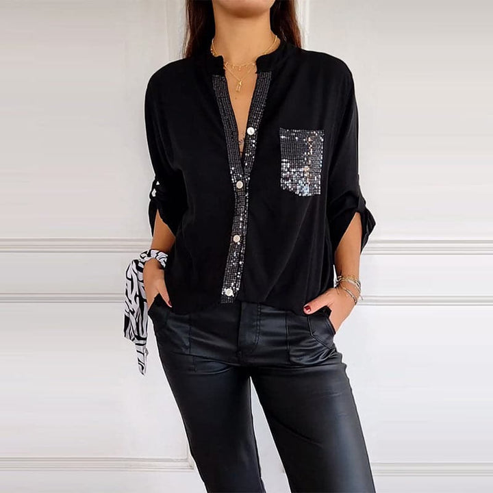 Calyra – Con Placca di Paillettes in Cotone, Top