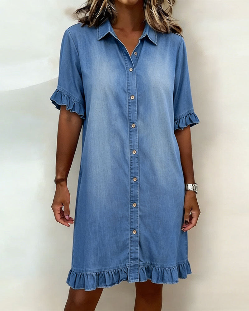 Kiraya – Maniche a Volant in Denim Abito