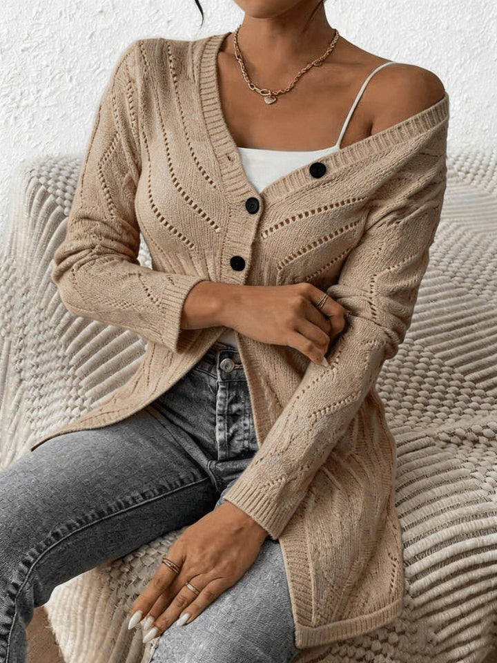 Renaya – Scollatura a V in Maglia Testurizzata, Cardigan