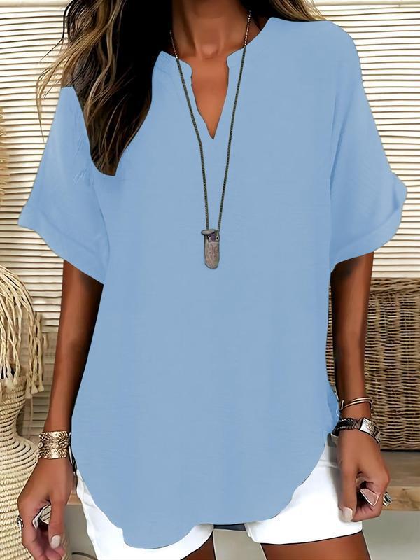 Arlise – Collo a V in Tessuto Piano, Blusa