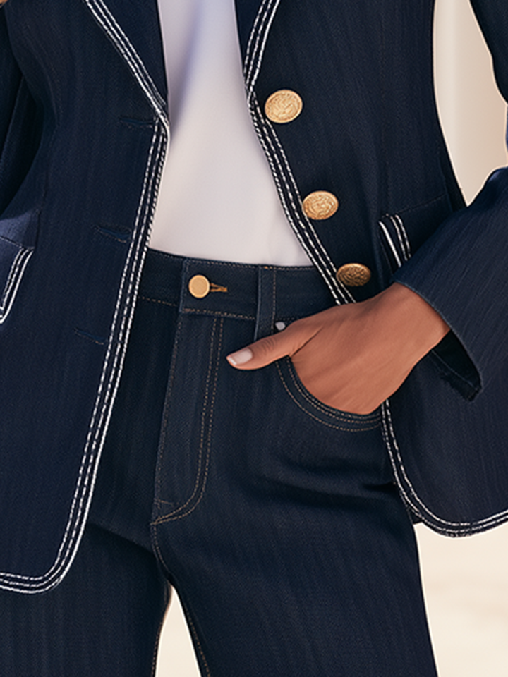 Orlise – Con Bottoni Dorati in Denim, Blazer