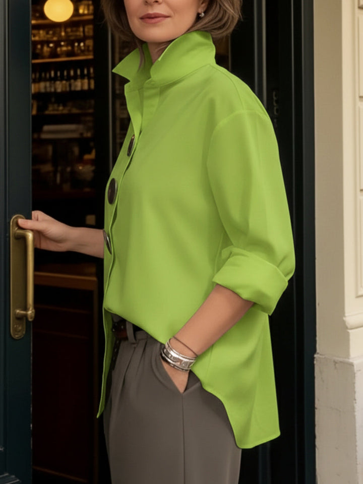 Avenya – Collo Alzato in Cotone-Lino, Blusa