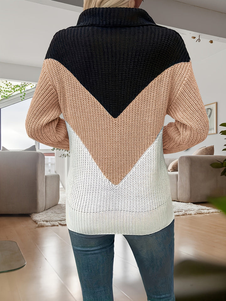 Velira – Con Zip in Maglia a Blocchi di Colore Maglione