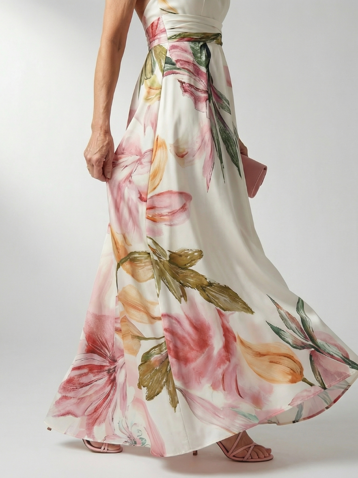 Mevara – Scollo All'Americana e Stampa Floreale, Abito Maxi