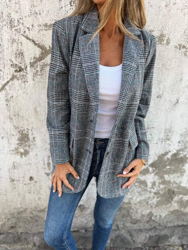 Vesara – Revers Dentellato A Quadri Blazer