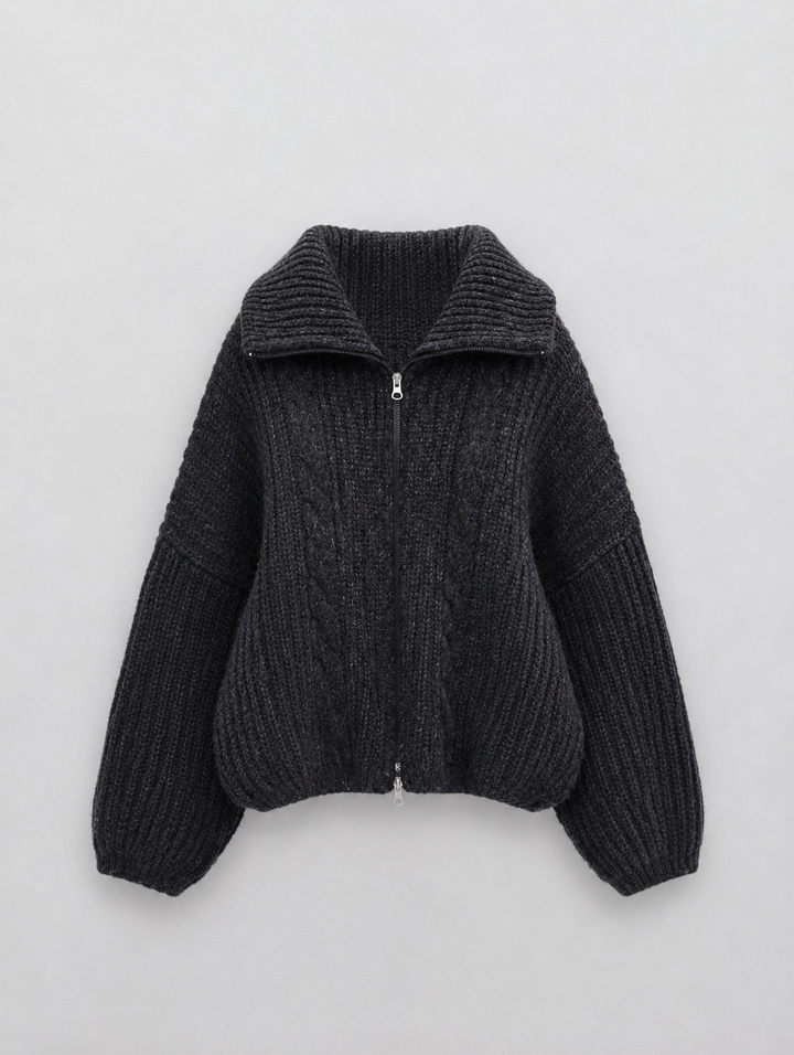 Velira – Con Zip Frontale in Maglia a Trecce, Cardigan