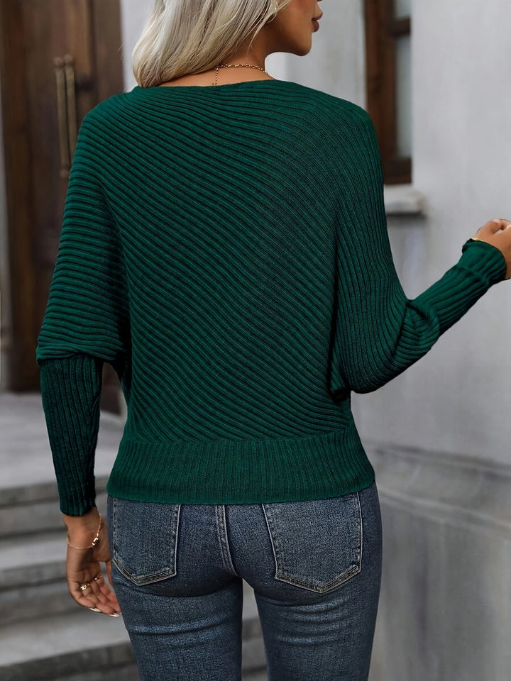 Mireva – Maniche a Pipistrello in Maglia a Coste Maglione