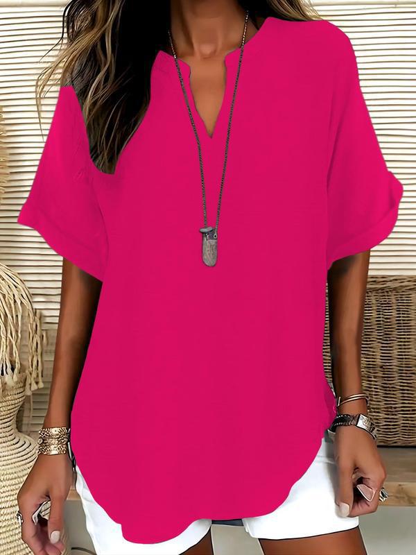 Arlise – Collo a V in Tessuto Piano, Blusa
