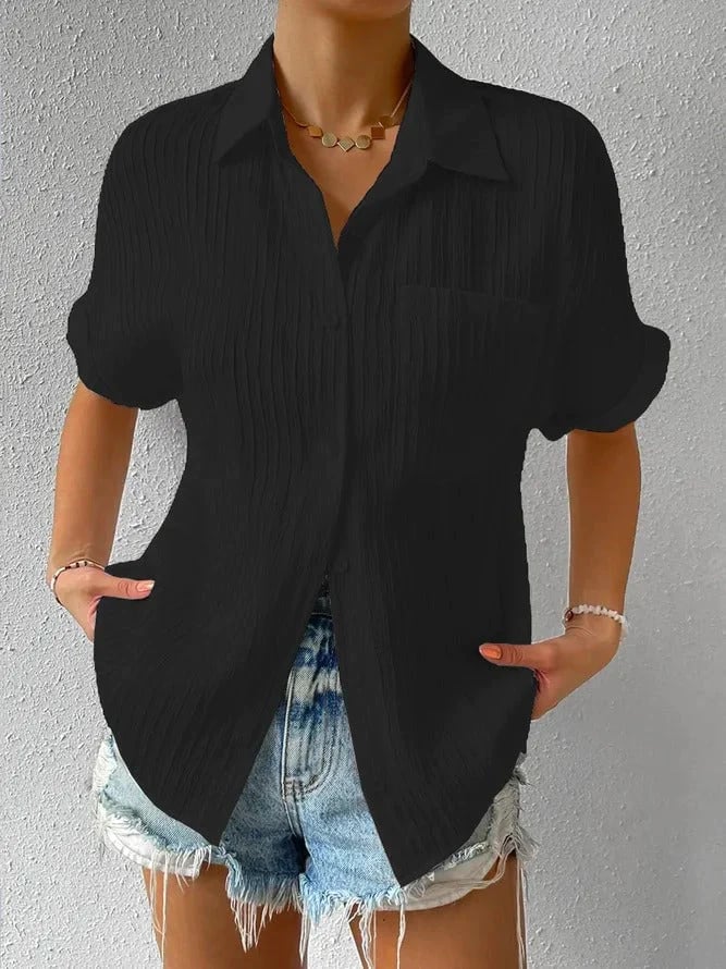 Navira – Collo a Camicia in Misto Cotone, Blusa