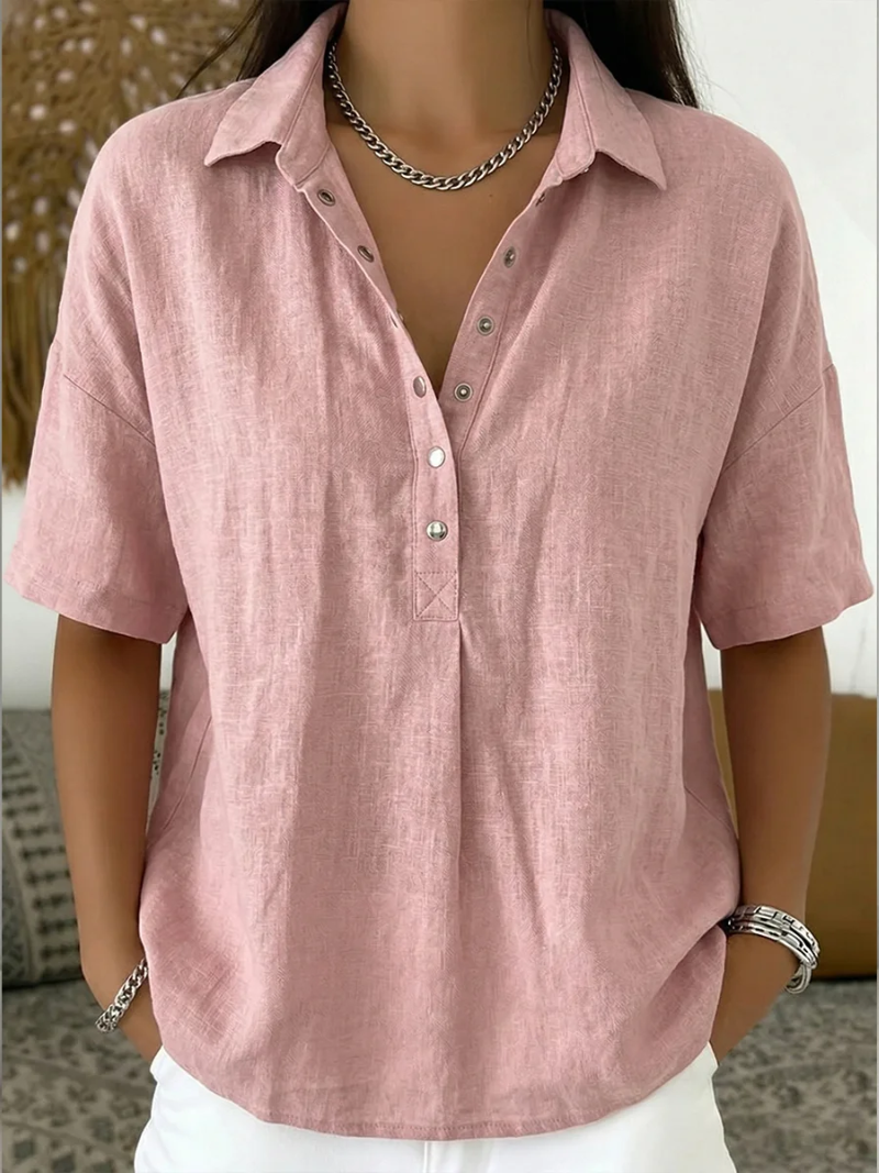 Kelora – Con Colletto e Scollatura a V in Misto Cotone, Blusa