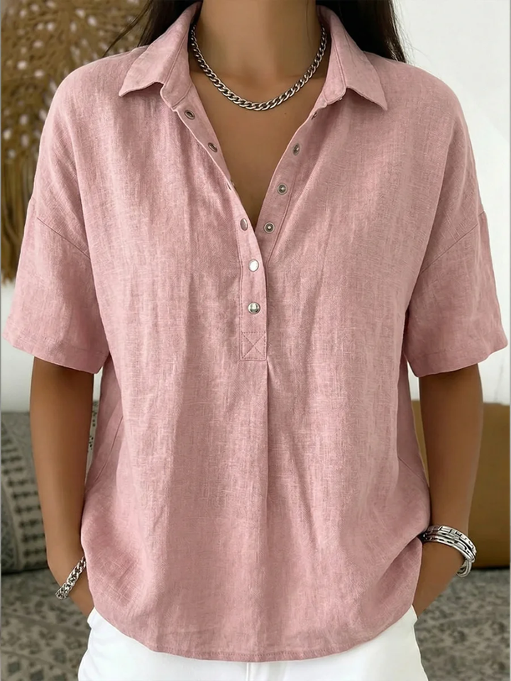 Kelora – Con Colletto e Scollatura a V in Misto Cotone, Blusa