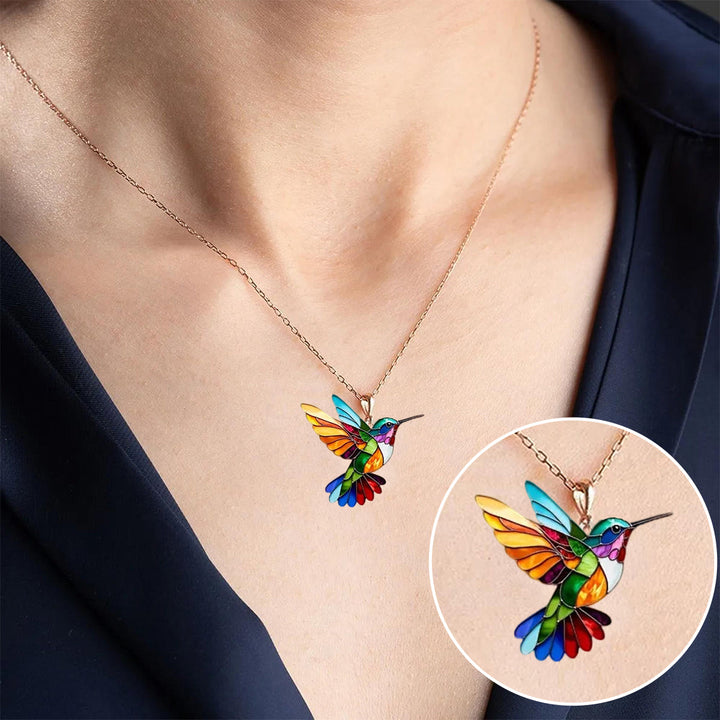 Seriva – Ciondolo a Forma di Colibrì in Acciaio Inossidabile, Collana